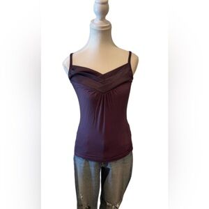 Vintage Spaghetti Adjustable Strap stretchy Camisole with Pleated Details